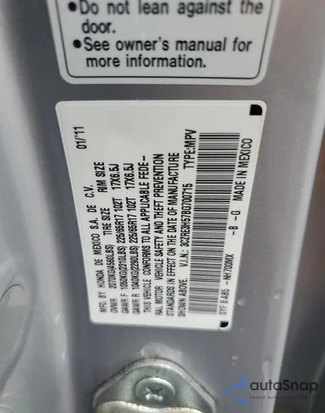 2011 Honda Cr-V Ex z USA, uszkodzony, nr VIN 3CZRE3H57BG700715